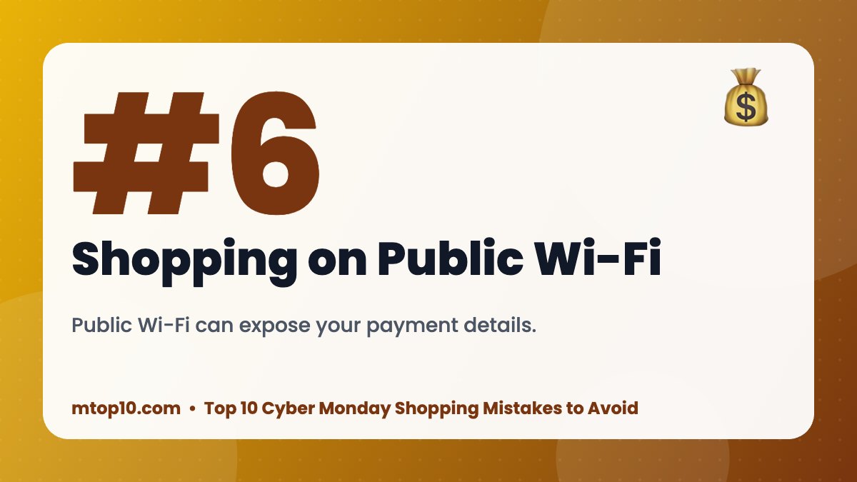 #6 Shopping on Public Wi-Fi – Top 10 Cyber Monday Shopping Mistakes to Avoid